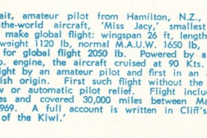 Description of Cliff's famous flight from the back of his QSL card